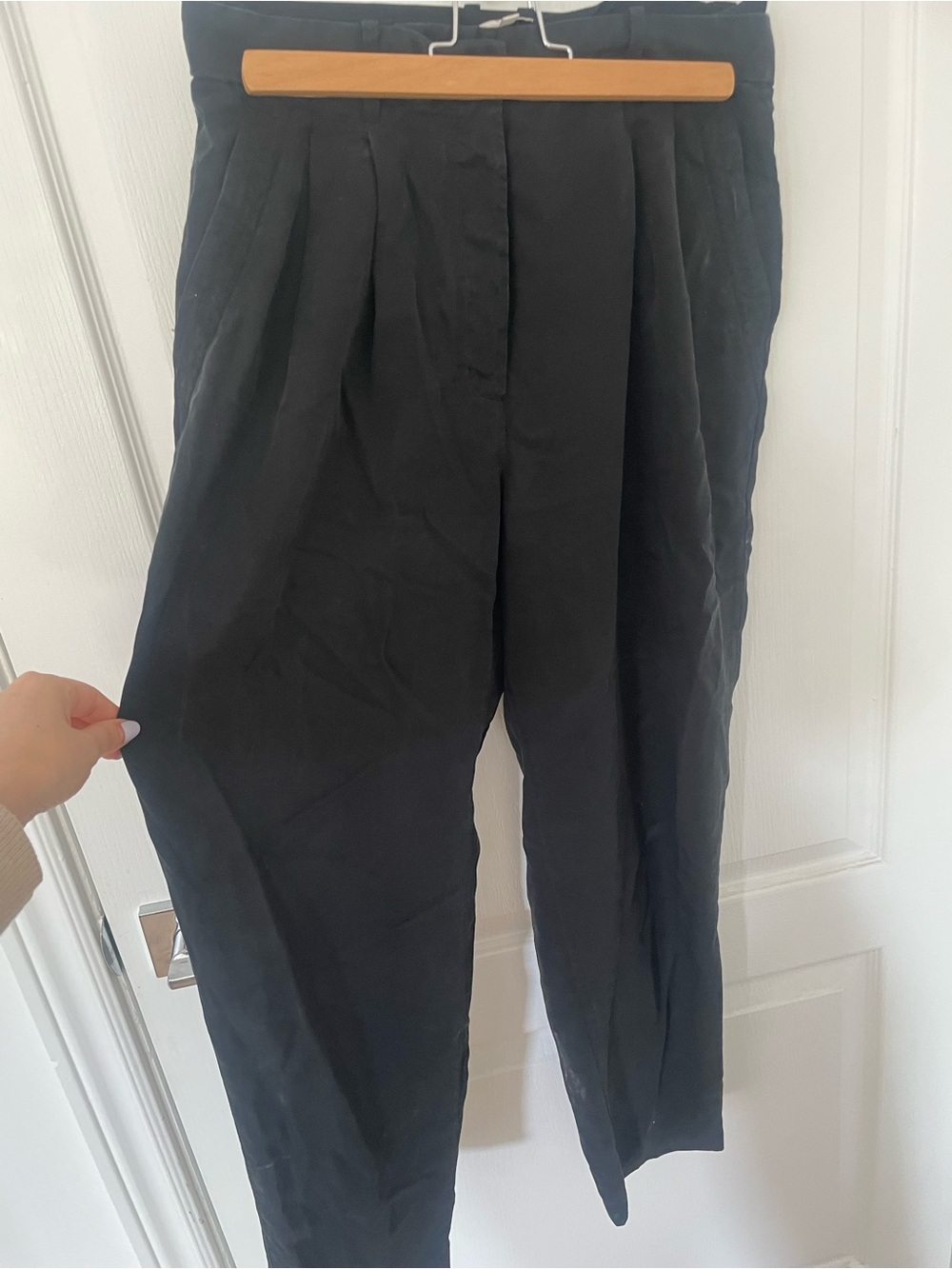 Wilfred Black Pleated High-Waist Trousers